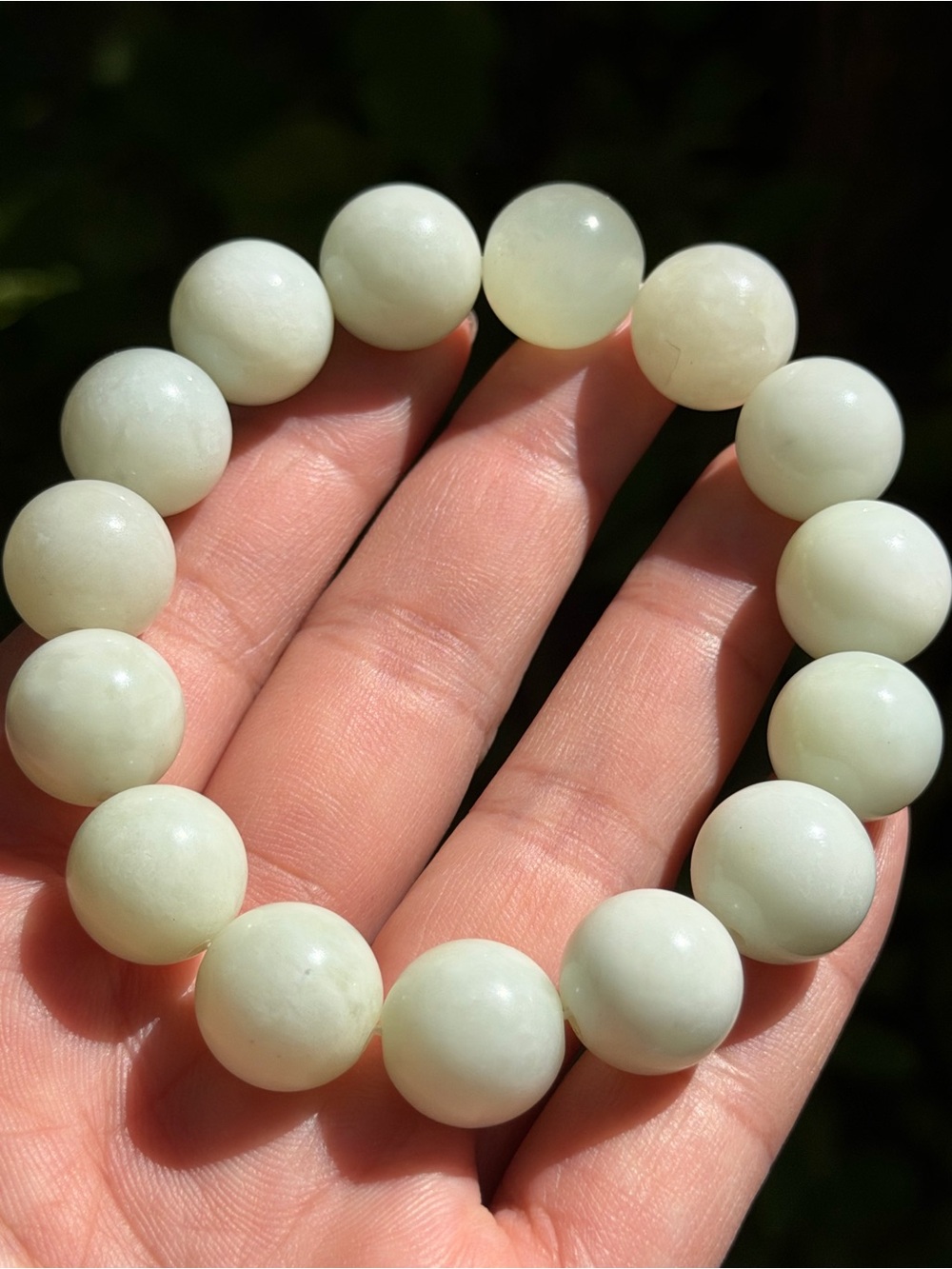14mm light green Xiuyu Jade Beaded Stretch Bracelet 2035